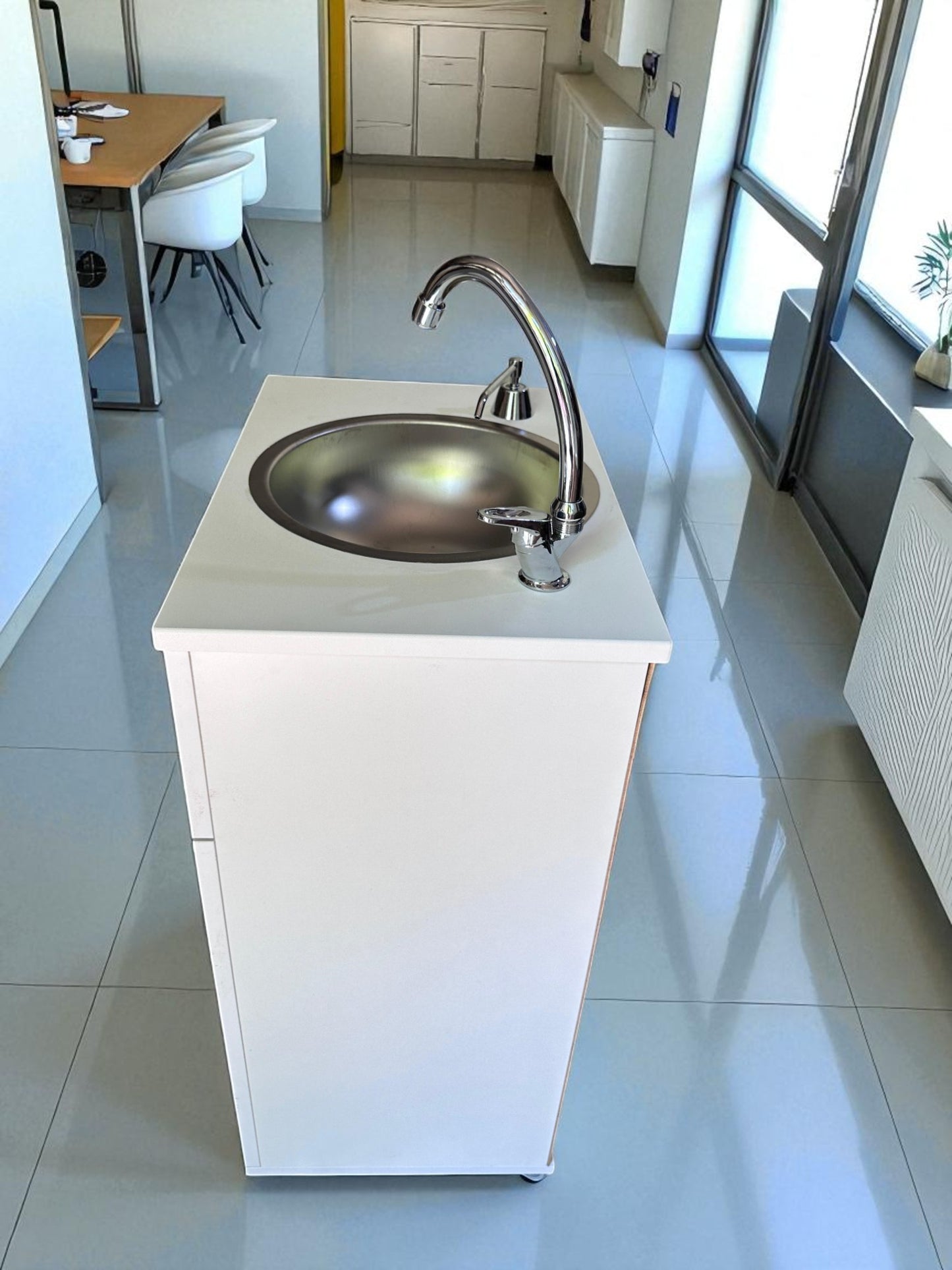 Portable Sink with Hydro Pump | Mobile Hand Wash Station | Silent Electric Water Pump Sink | Rolling Hygiene Unit for Clinics, Salons, Offices