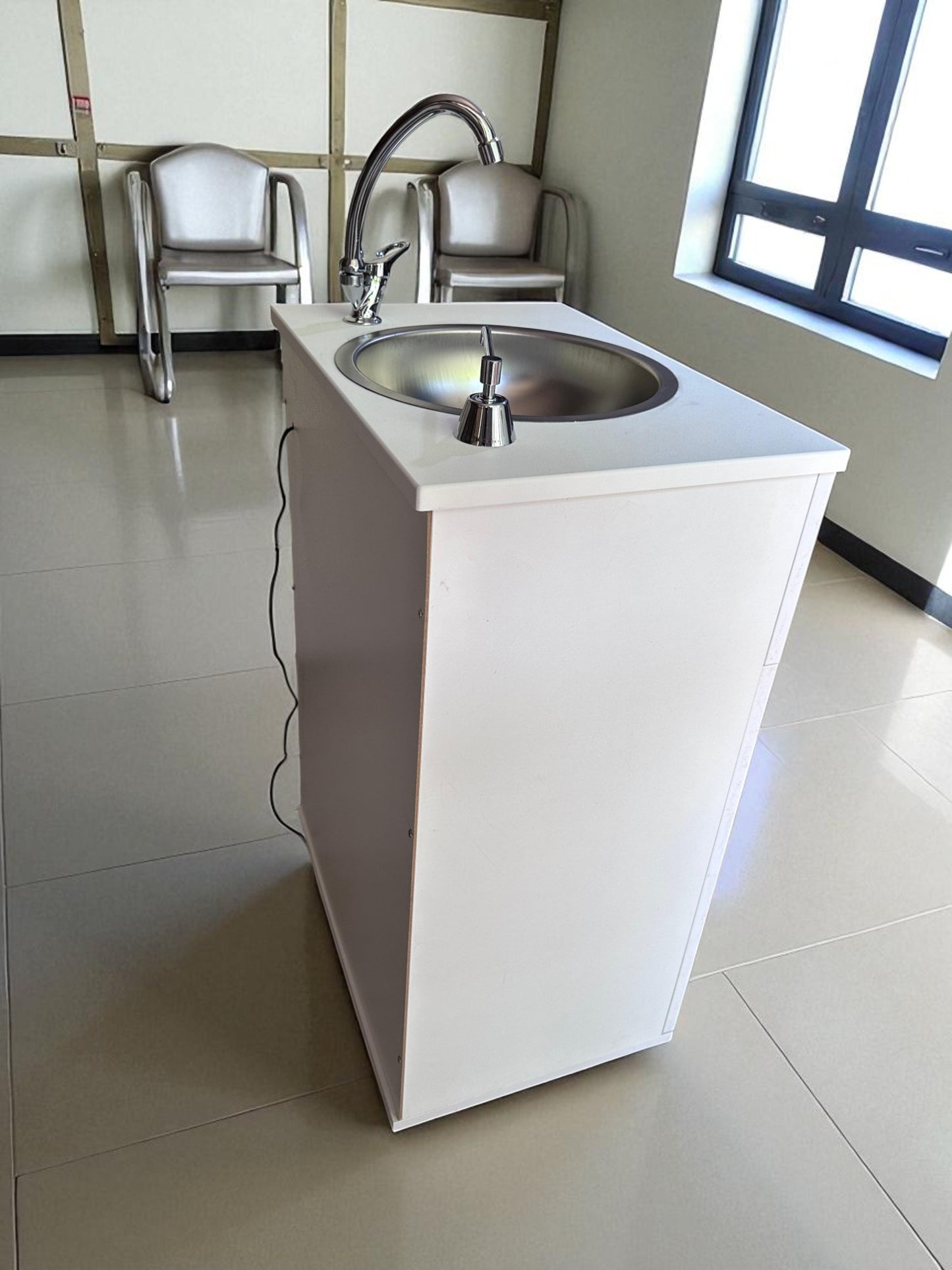 Portable Sink with Hydro Pump | Mobile Hand Wash Station | Silent Electric Water Pump Sink | Rolling Hygiene Unit for Clinics, Salons, Offices