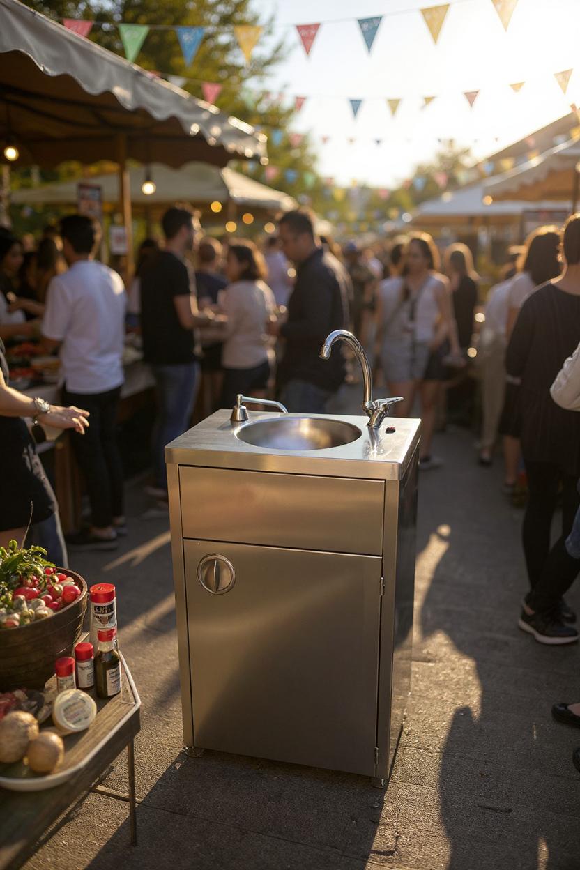 Stainless Steel Portable Sink with Hydro Pump | Rolling Hand Wash Station for Salons, Clinics, Events | Adjustable Faucet | Compact & Modern Design